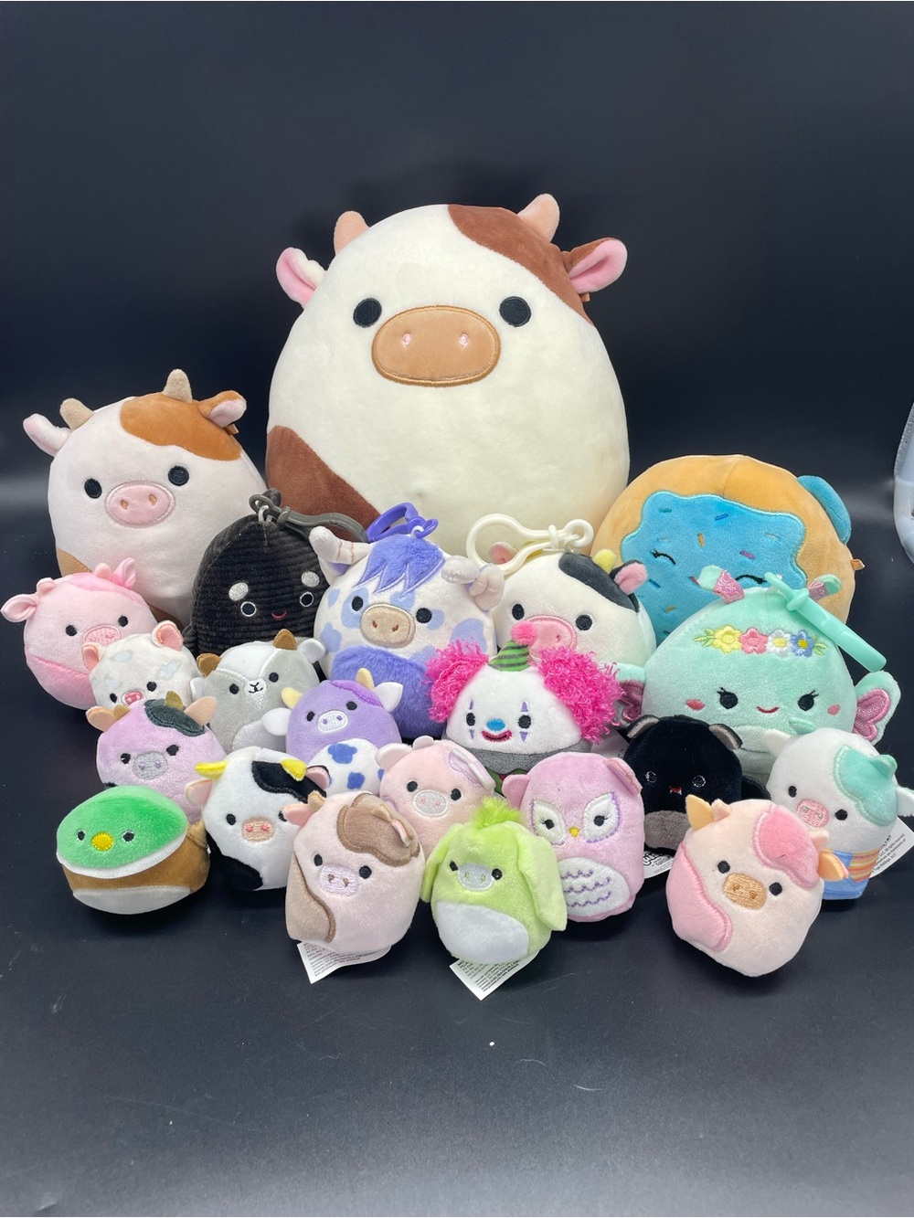 Squishmallows Plush Lot - White, Brown, Pink, Green, Blue, Purple, Black, Cream